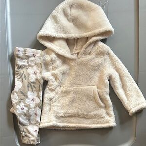Carter's Cream Fleece Hoodie and Floral Leggings Set